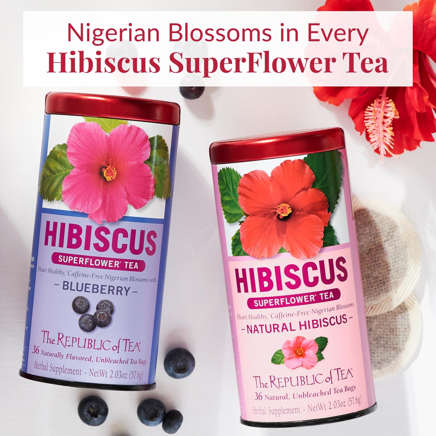 The Republic of Tea Strawberry Hibiscus Tea, 36 Count Refill Bag, Model SYNCHKG036912