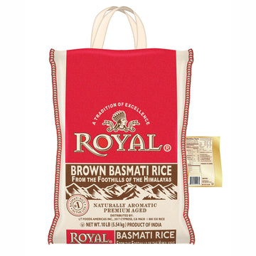 Royal - Authentic Basmati Brown Rice Whole Grain, Naturally Gluten Free And Vegan - 10 Pounds
