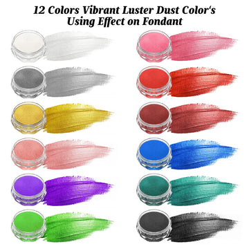 Luster Dust Edible Set 4 Colors - Food Grade Edible Glitter for Drinks Vegan Shimmering Powder Food Coloring for Cake Decorating