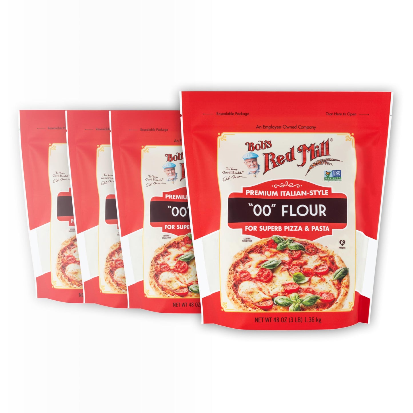 Bob S Red Mill 00 Flour Top-Grade Italian-Style 48Oz (Pack Of 4) - Non Gmo Vegan Kosher
