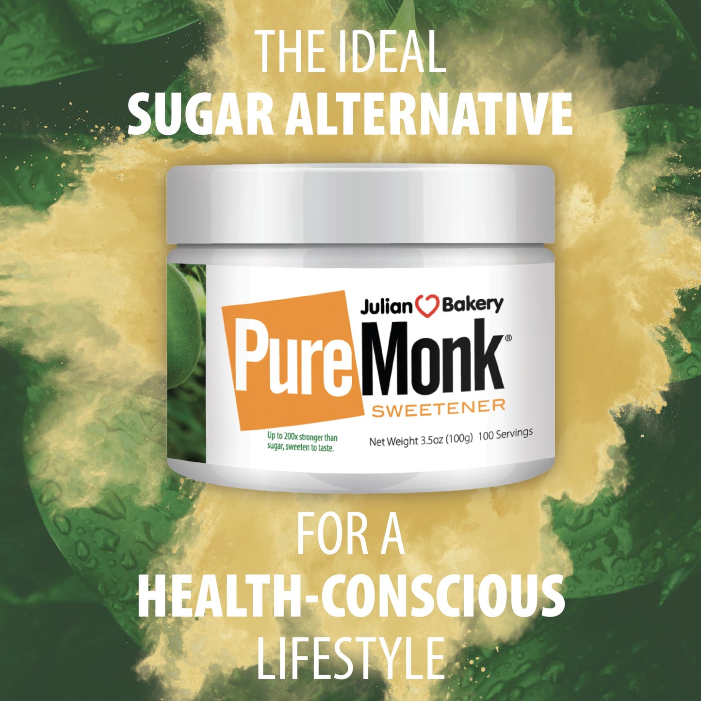 Julian Bakery Pure Monk | v25% Monk Fruit Extract | Sweetener | Sugar Free | 3.5oz | 100 Servings