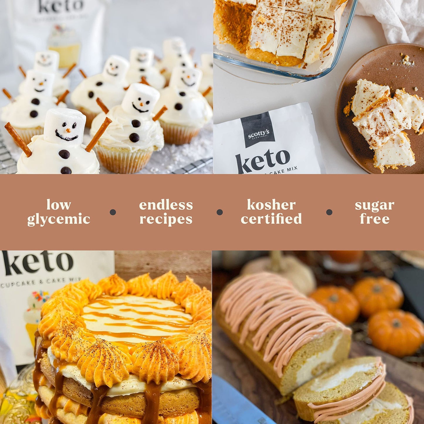 Scottys Everyday Keto Cupcake & Cake Mix - Gluten Free, 0g Net Carbs, Sugar Free, 10.6oz (3 Packs)