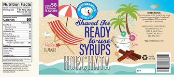 Hypothermias Horchata Ready To Use Gallon (128 Fl. Oz) Hawaiian Snow Cone Flavors Syrup - Shaved Ice, 100% Pure Cane Sugar