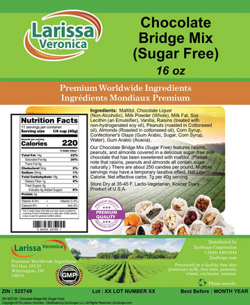Chocolate Bridge Mix (Sugar Free) (16 Oz, Zin: 525749)