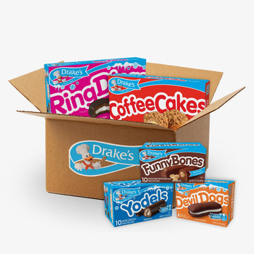Drakes Variety Pack Yodels, Ring Dings, Devil Dogs, Funny Bones, and Coffee Cakes, Chocolate