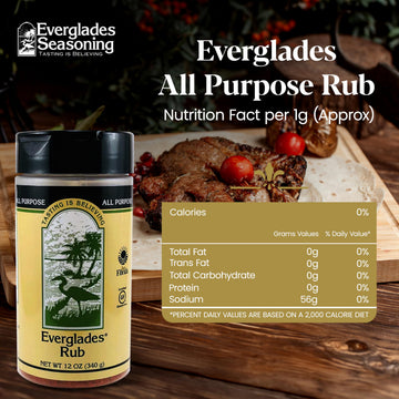 Everglades Rub Seasoning - Sweet & Spicy Blend for Meat - 12 oz - Dry Marinade for smoky aroma, Slow Cooking & Grilling