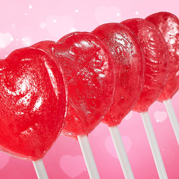 Heart Lollipops Valentines Day Candy - 28 Count - Heart Shaped Valentines Lollipops - Valentine Candy Individually Wrapped - Red