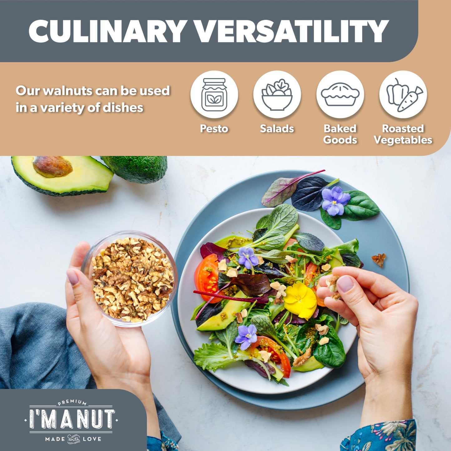 Premium Raw Chopped Walnuts 48Oz (3 Lb) - 100% Natural, No-Ppo, Non-Gmo, Batch-Tested Gluten & Peanut Free, Kosher, Small Batch