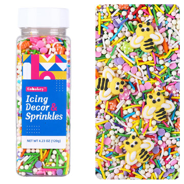Bees Cake Decorations Edible Flowers Sprinkles For Cake Decorating Colorful Jimmies Nonpareil Pastel Sprinkles For Cookie Spring