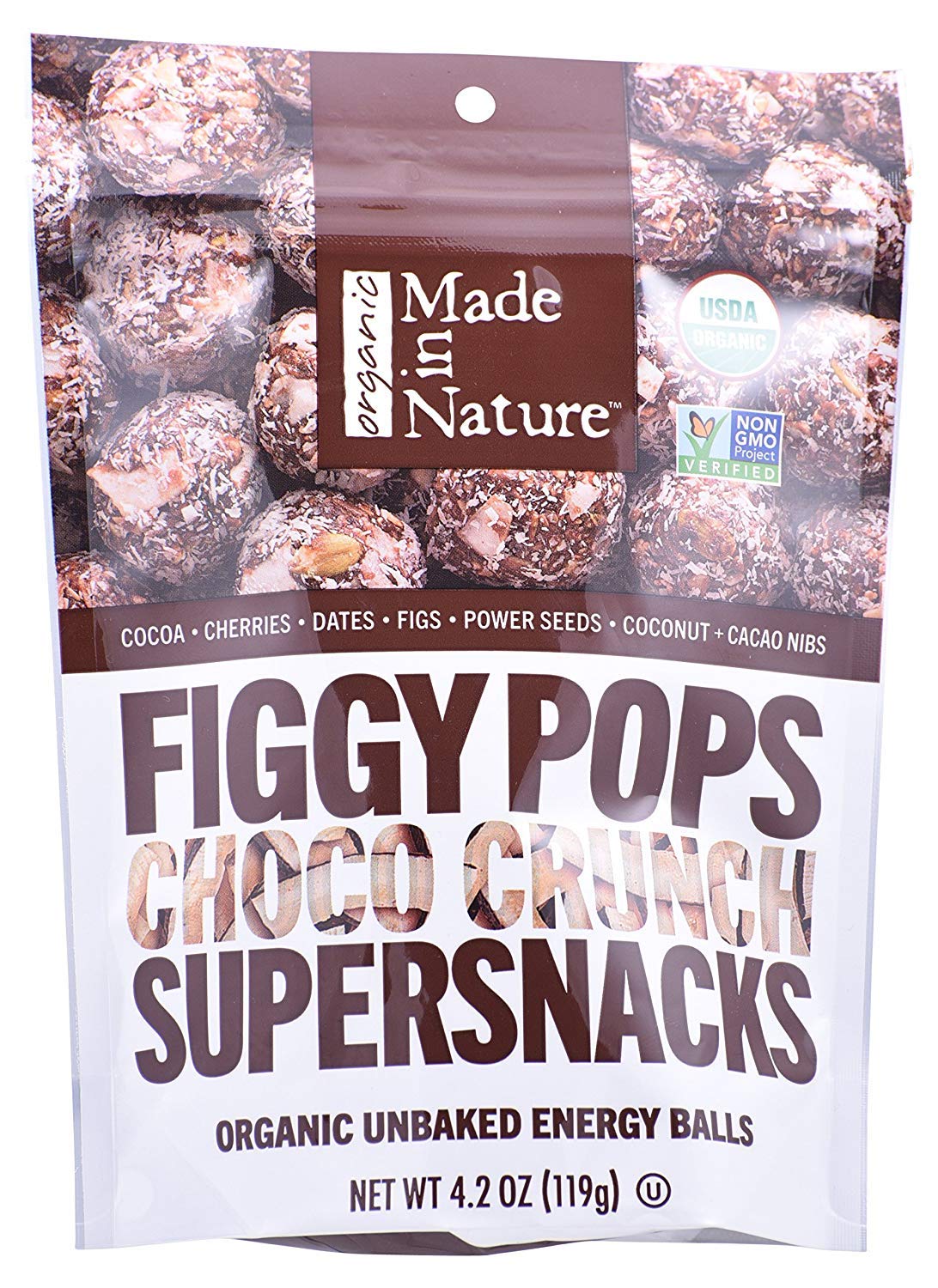 Made In Nature Fig Pops Chocolate Crunchy Organic, 4.2 Oz