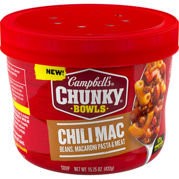 Campbell’S Chunky Soup, Chili Mac Soup, 15.25 Oz Microwavable Bowl