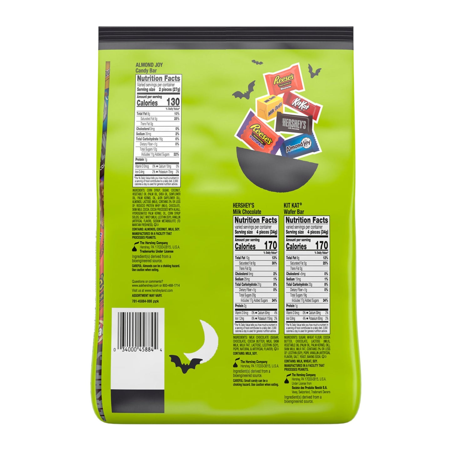 HERSHEYS Assorted Flavored Halloween Candy Bulk Bag 41.13 oz (100 Pieces)