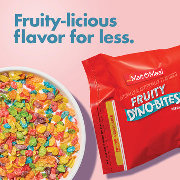 Malt-O-Meal Fruity Dyno Bites Cereal, Gluten Free Breakfast Cereal with Fruity Flavor, Large Cereal for Family, 32 OZ Resealable
