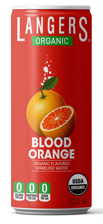 Langers Organic Flavored Sparkling Water, Blood Orange, 12 Ounce (Pack Of 8)