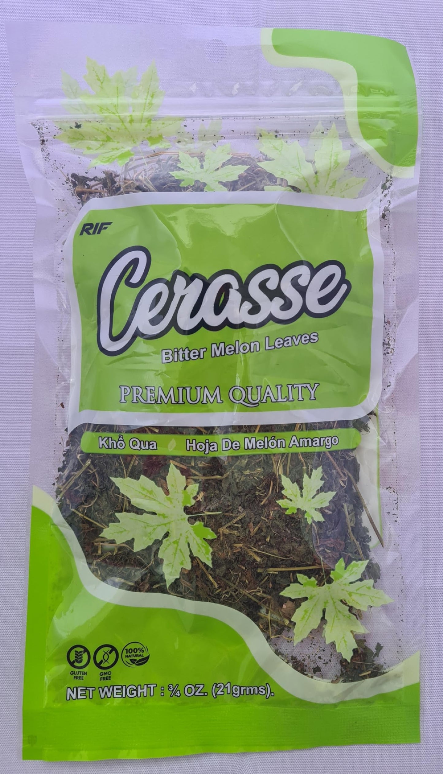 RSJ Trading Cerasse Tea, Bitter Melon Bush Tea, Wildcrafted, Resealable Bag, 0.75oz, 3 Pack and 5 Pack, Green Yellowish