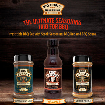 Big Poppa Smokers BBQ Seasoning Trio – Steak Seasoning, BBQ Rub & Sauce – 3-Pack