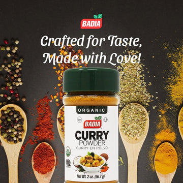 Badia Organic Curry Powder 2 oz - Aromatic & Flavorful Blend of Spices for Cooking Seasoning & Marinades