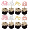 24Pcs Sweet Home Cupcake Toppers Multi Glitter Welcome Home Cupcake Picks Key Lock Housewarming Cupcake Toppers New Home Theme P