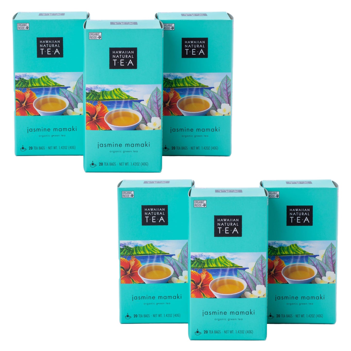 Hawaiian Natural Tea Organic Mamaki Jasmine Green Tea Blend - Antioxidant-Rich Calming Wellness Tea For Bedtime Anxiety & Stress - Gift For Tea Lovers - 120 Tea Bags