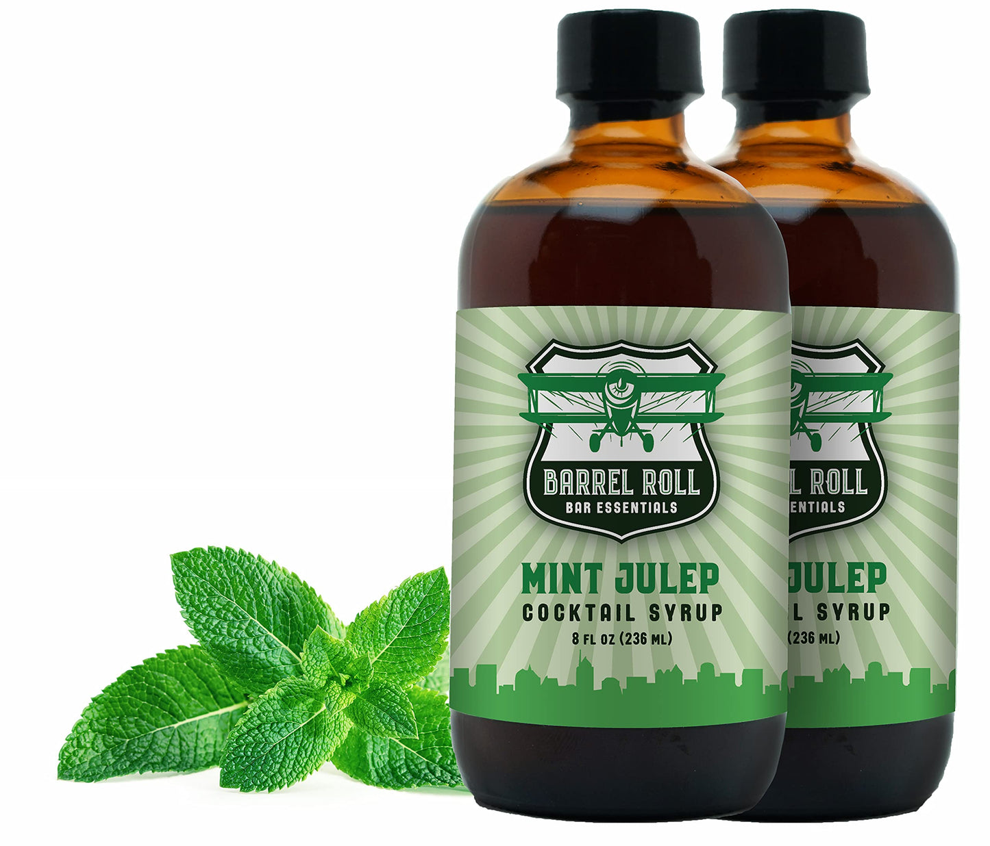 Barrel Roll Bar Essentials Mint Julep Cocktail Mixers - All-Natural, Small Batch - 2 x 8 Fl Oz