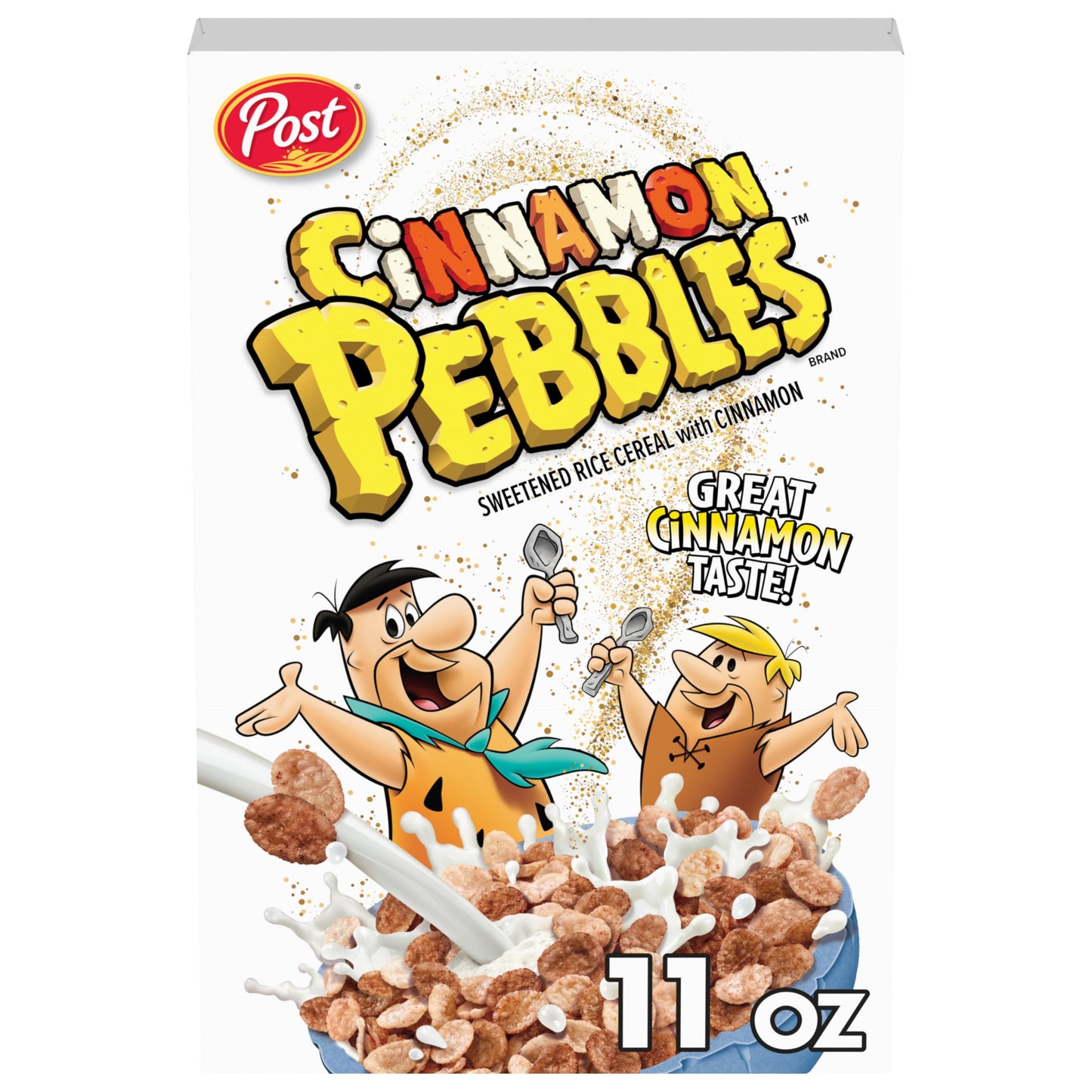 Post Cinnamon PEBBLES Breakfast Cereal for Kids, Gluten Free, Made with Sweetened Puffed Rice, 11 oz