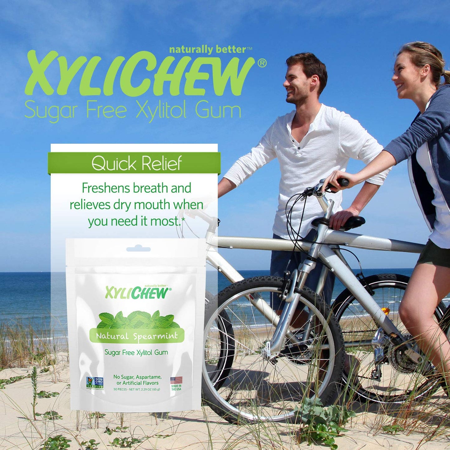 Xylichew Chewing Gum - 100% Xylitol, Non-GMO, Sugar-Free, Spearmint - 288 Count