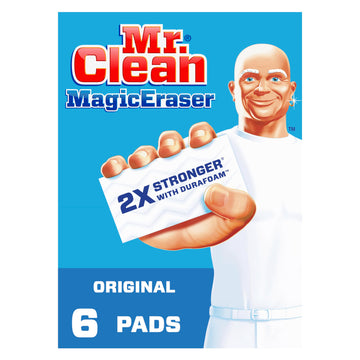 Mr. Clean Magic Eraser Original Cleaning Pads With Durafoam, White, 6 Count