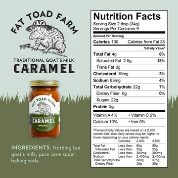 Fat Toad Farm Traditional Goats Milk Caramel Sauce/Cajeta, Original, Gluten Free, 8 fl oz