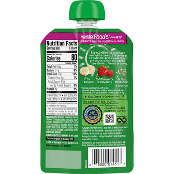 Gerber Organic Baby Food Pouches, Toddler, Wonderfoods, Banana Red Berries Granola, 3.5 Ounce (Pack Of 12)