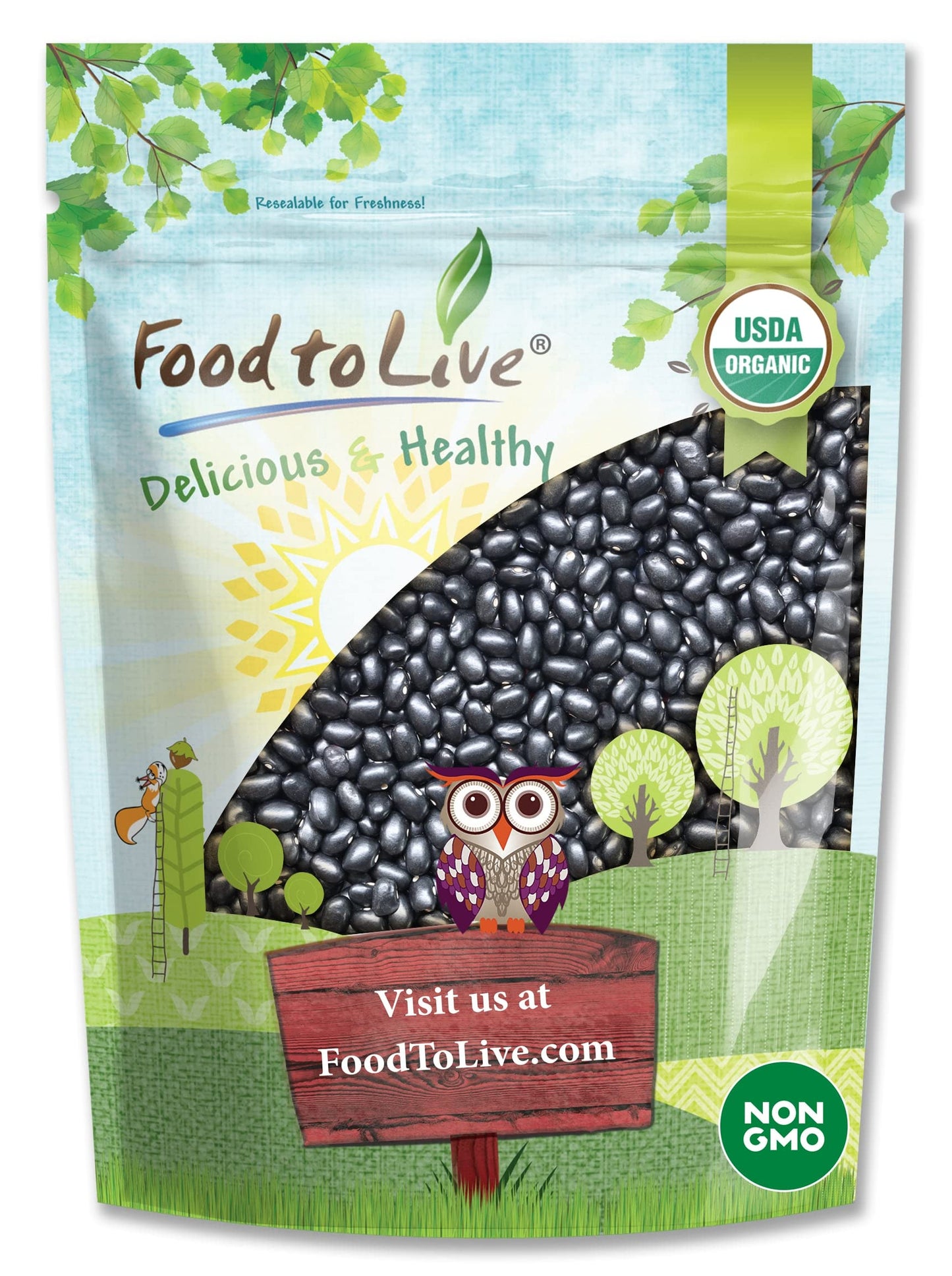Food to Live Organic Black Beans, 8 Ounces Non-GMO, Whole Dried Beans, Sproutable, Vegan, Kosher, Bulk. Great Source of Plant Based Protein, Fiber. Great for Bean Soup, Salads, Chili.