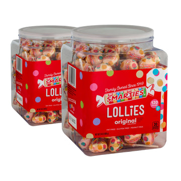 Smarties Lollies -120 Count Lollipops (Pack of 2) Gluten Free Peanut and Fat Free | Fruity Flavor Perfect for Birthdays and Hall