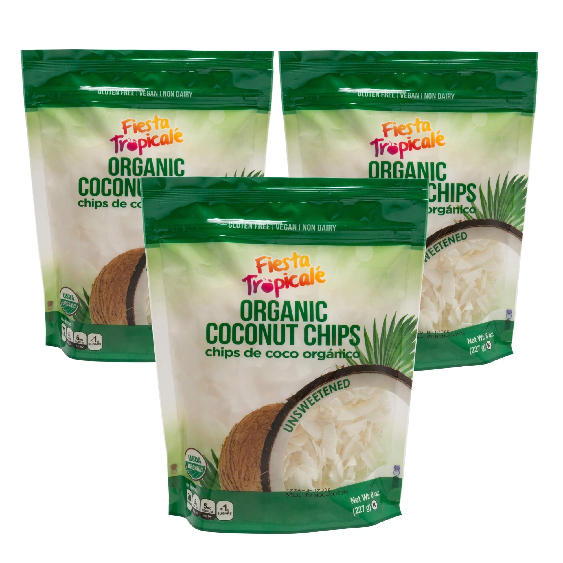 Fiesta Tropical   Large Coconut Flakes, Organic Unsweetened Coconut Chips, Dried Coconut Shavings With No Added Sugar, Rich in M