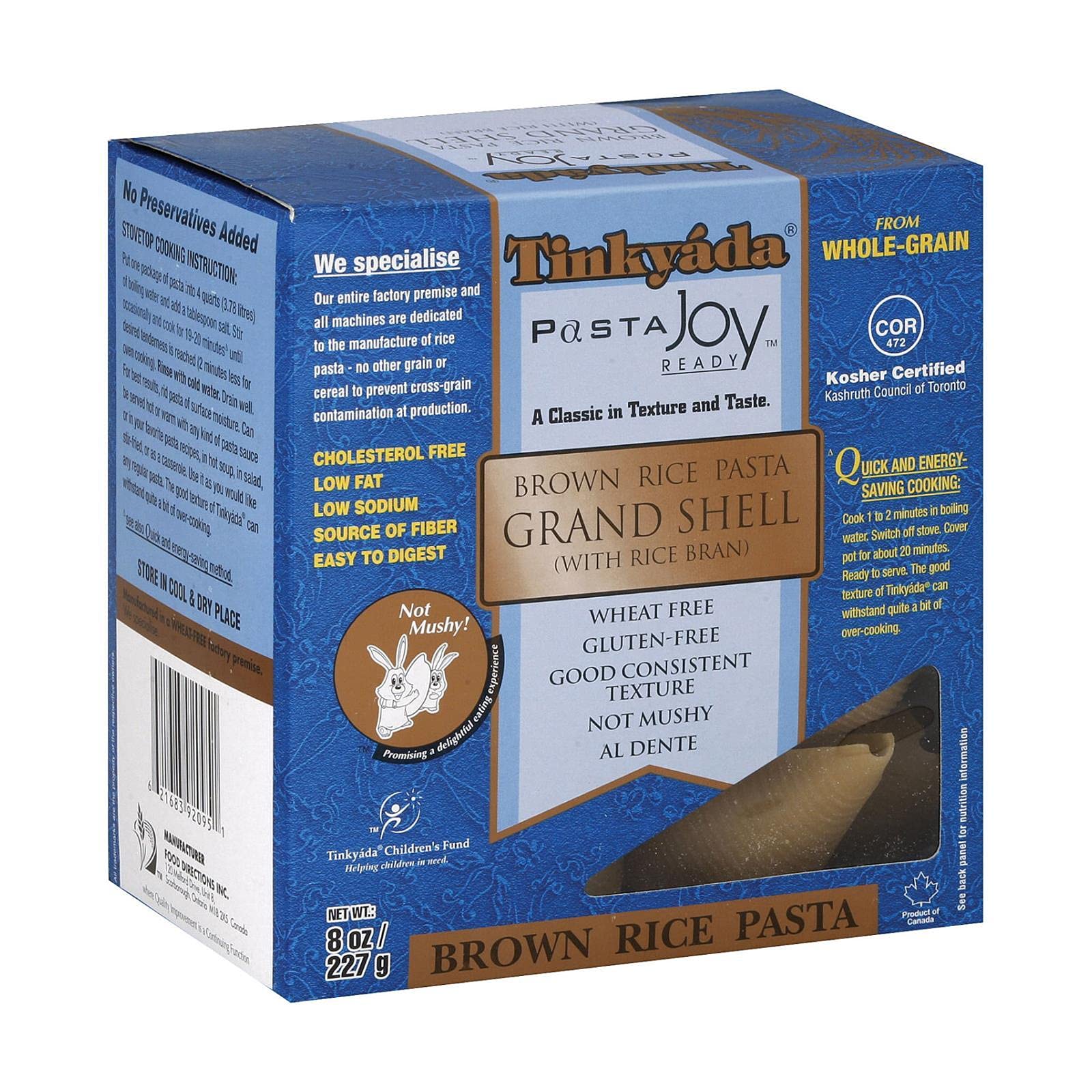 Tinkyada Grand Shell Brown Rice Pasta, 8 Ounce - 12 Per Case.