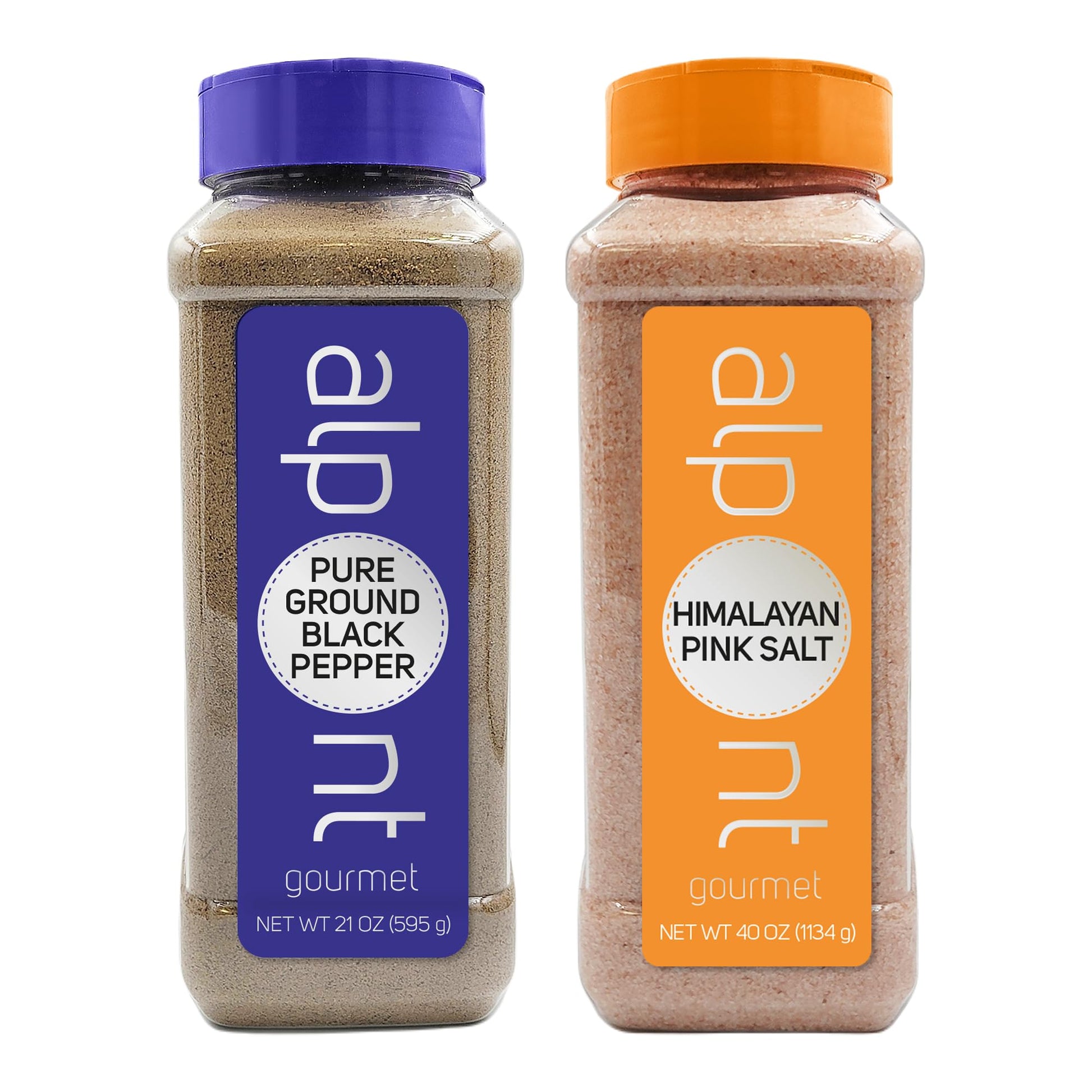 Alpont Gourmet Himalayan Pink Salt And Ground Black Pepper Set (40Oz Salt And 21Oz Pepper) - Seasoning For Cooking - For Seasoni
