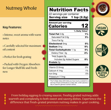 SHUBHAAVYA Premium Whole Nutmeg - All Natural, Gluten Free, NON-GMO, 1.7oz (50g) Indian Spice