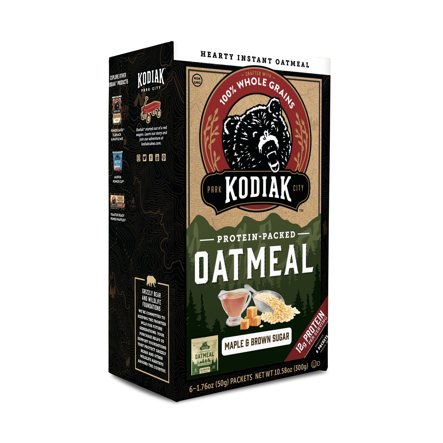 Kodiak Cakes Instant Protein Oatmeal Packets, Maple & Brown Sugar, 6 Packets - 1.76 Ounce (Pack of 6)