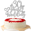 1 PCS 30th Wedding Cake Topper with Heart Silver Glitter 30 Pearl Wedding Cake Pick Decoration for Cheers to 30 Years Happy 30th
