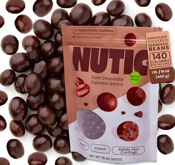 Nutic Gourmet Dark Chocolate Espresso Beans - 1LB Bulk Candy, Rich Brown Coffee Treat
