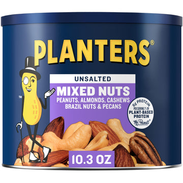 Planters Roasted Unsalted Mixed Nuts, 10.3 Oz Canister