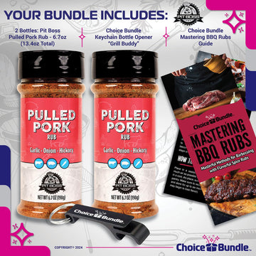 Pit Boss Pulled Pork BBQ Seasoning Spice & Rub Bundle - 2 Pack (13.4 oz) with Guide & Keychain Opener