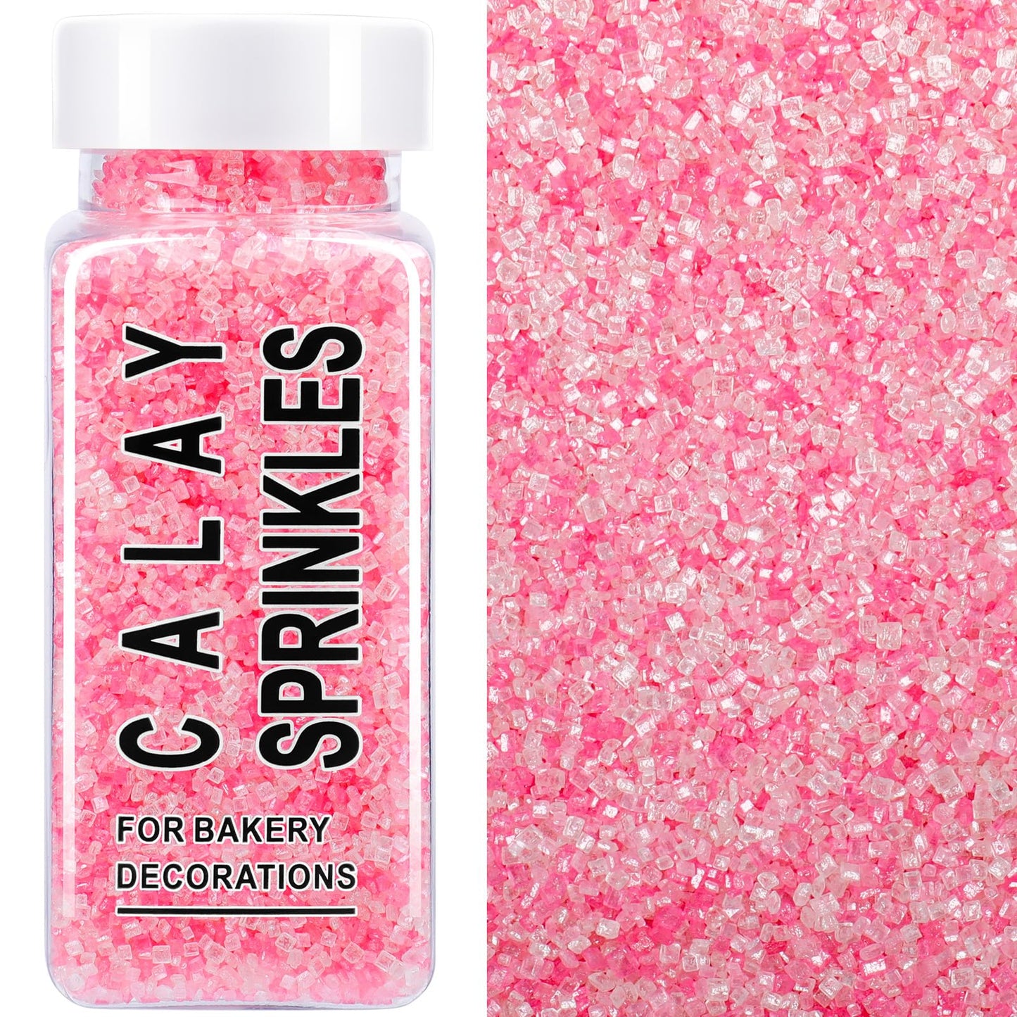Pink And White Sanding Sugar Sprinkles Mix 4.6 Oz Edible Sparkling Sugar Crystals For Baking Topping Cupcake Cookie Ice Cream & Cake Decorating Wedding Shower Princess Party Valentines Supplies
