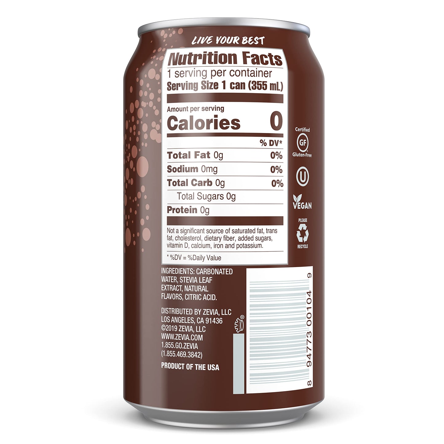 Zevia Zero Calorie Soda, Ginger Root malt-inspired, 12 Fl Oz Cans, Pack of 24