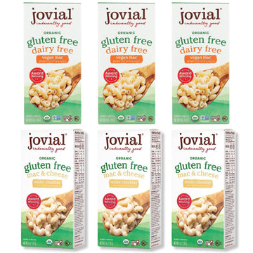 Jovial Organic Gluten Free Mac And Cheese Variety Pack (White Cheddar, Vegan Mac) - Whole Grain And Organic Pasta, White Cheddar Macaroni And Cheese, Award Winning Taste, Made In Italy - 6 Oz, 6 Pack