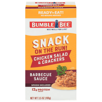 Bumble Bee Snack on the Run BBQ Chicken Salad with Crackers Kit, 3.5 oz - Ready to Eat, Spoon Included - Shelf Stable & Convenie