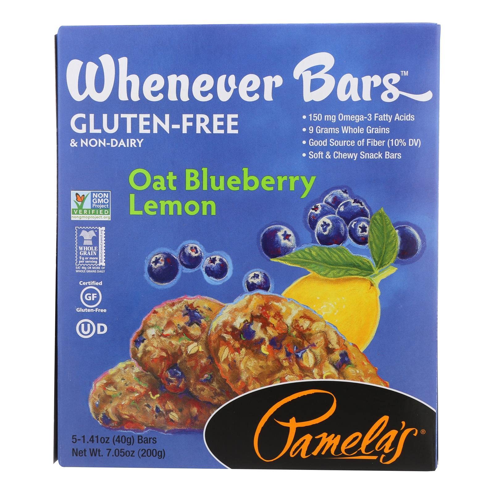 Pamelas Products Oat Blueberry Lemon Bar - 5 Count (Pack Of 6)