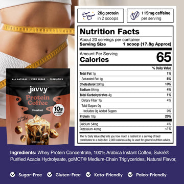 Javvy Protein Iced Coffee - 20 Servings, Brown, Pack of 1
