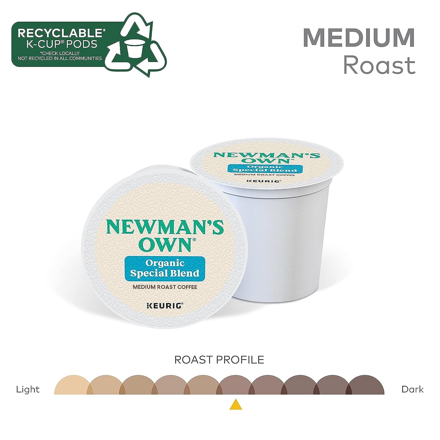 Keurig Newmans Own Organics Special Blend Extra Bold Coffee K-Cups, 18 Count, White, Model 00050
