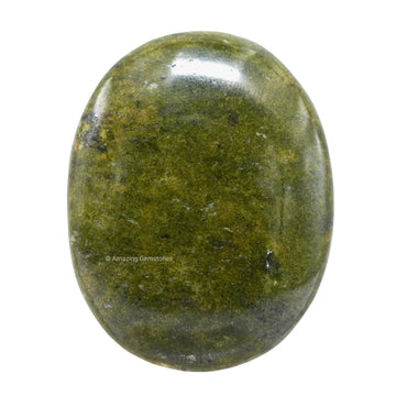 Vesuvianite Palm Stone - Pocket Massage Worry Stone For Natural Body Chakra Balancing, Reiki Healing And Crystal Grid
