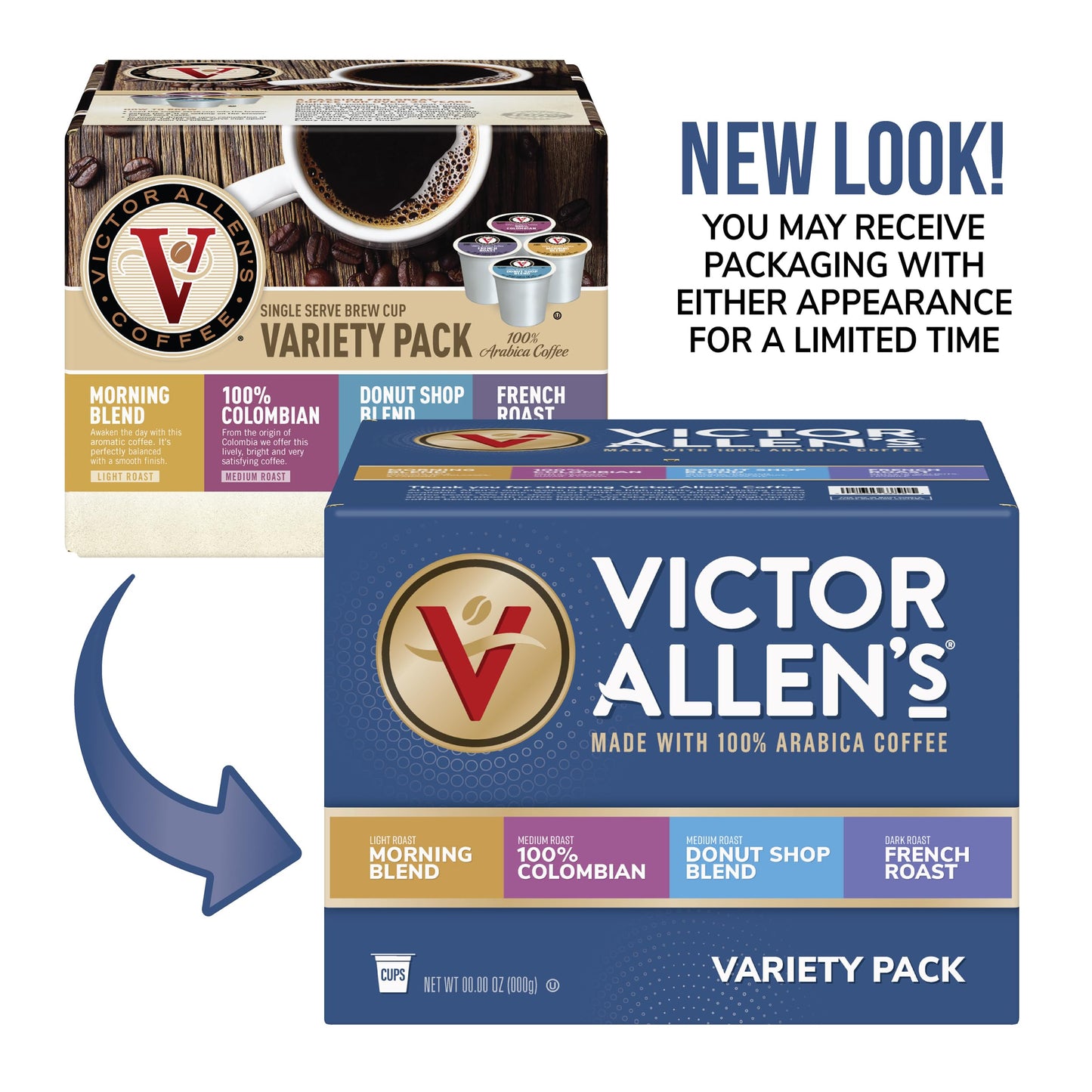 Victor Allens Coffee Variety Pack - 42 Count Single Serve Pods for Keurig - Morning Blend, Colombian, Donut Shop, French Roast - Brown