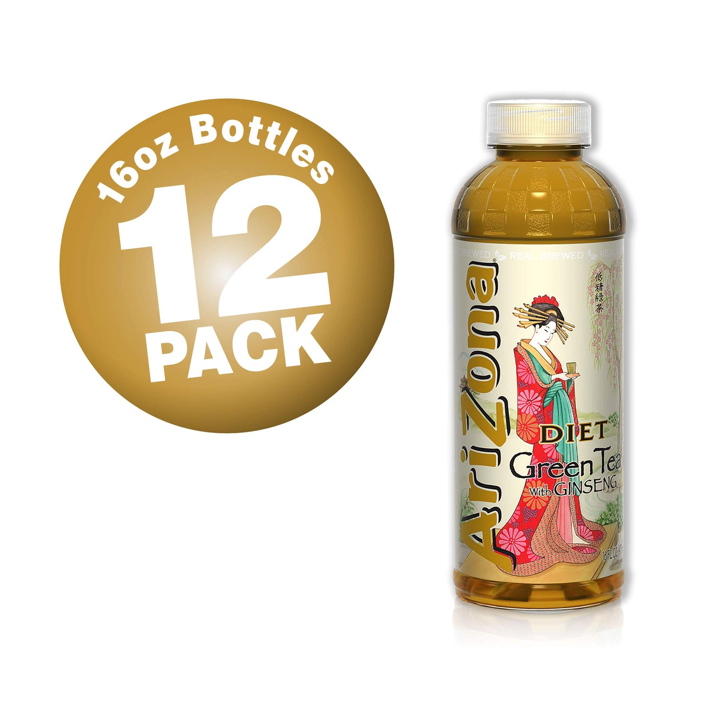 Arizona Diet Green Tea With Ginseng - 16 Fl Oz (Pack Of 12)